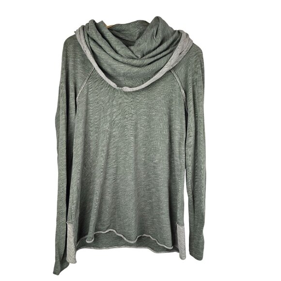 Free People Beach Two Body Green Cowl Neck Cocoon Pullover Top M/L - Picture 2 of 7